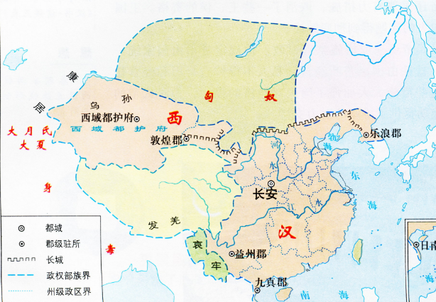 西汉朝疆域图高清图片