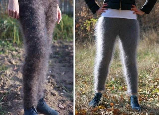 战斗民族的毛绒绒贴腿裤 穿起来就像长年没刮腿毛一样霸气